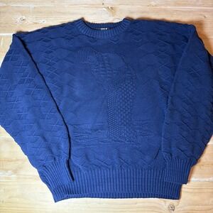 Vintage 90s Men's TSR Golf Pullover Knit Sweater Size XL Navy Grandpa